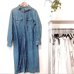 Vintage LL Bean Denim long sleeve maxi dress large